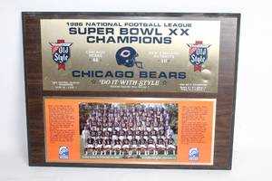 lot 107 image: Chicago Bears Super Bowl XX Champions Plaque 1986