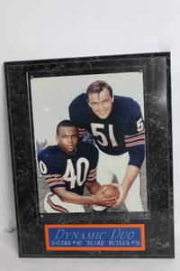 lot 110 image: Dynamic Duo Gale Sayers and Dick Butkus Chicago Bears Plaque