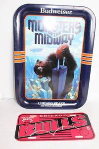 lot 112 image: Chicago Bears Monsters of the Midway Tray and Chicago Bulls License Plate
