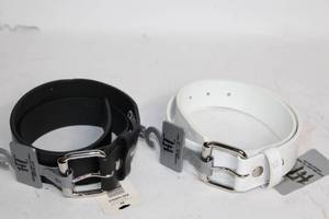 lot 138 image: Set of 2 Hot Topic Genuine Leather Belts - Black & White