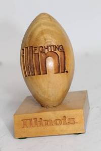 lot 145 image: University of Illinois Fighting Illini Wooden Display Football
