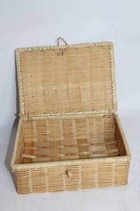 lot 158 image: Woven Rattan Storage Basket with Lid