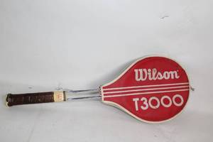 lot 163 image: Vintage Wilson T3000 Tennis Racket with Carrying Case