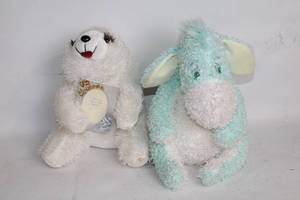 lot 198 image: Set of 2 Plush Stuffed Animals - Polar Bear and Mint Green Donkey