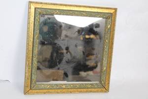 lot 247 image: Vintage Ornate Gold and Green Square Mirror