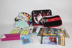lot 259 image: Assorted School and Art Supplies Collection with Bags