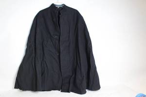 lot 283 image: Elegant Black Wool Cloak with Button Closure