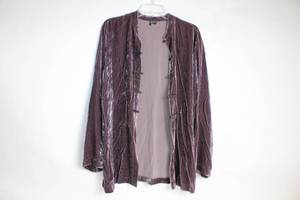 lot 291 image: Eileen Fisher Womens Velvet Mandarin Collar Jacket - Size M