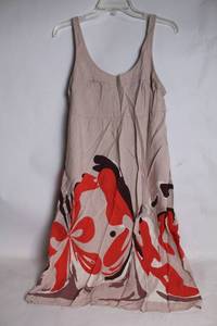 lot 293 image: Womens Medium Sleeveless Dress with Red and Brown Floral Pattern