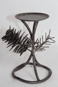 lot 334 image: Vintage Metal Pinecone Candle Holder