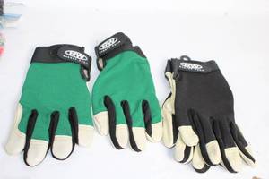 lot 342 image: Set of 3 Large Leather Gardening Gloves