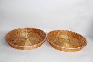 lot 350 image: Pair of Round Woven Bamboo Bread Baskets
