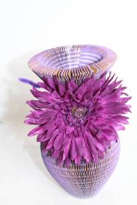 lot 353 image: Decorative Purple Paper Vase with Flower Accent