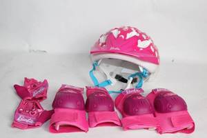 lot 357 image: Barbie Kids Protective Gear Set with Helmet, Knee Pads, and Gloves