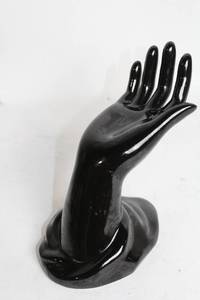 lot 370 image: Black Ceramic Hand Figurine - 8 Inches Tall
