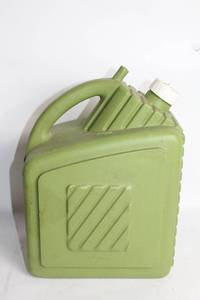 lot 375 image: Durable Green Plastic Fuel Canister, 16 Inches Tall