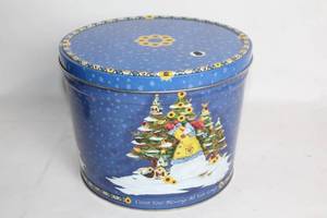 lot 376 image: Vintage Holiday-Themed Tin Storage Box Container