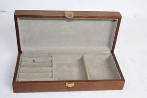 lot 380 image: Vintage Wooden Jewelry Box with Velvet Lining