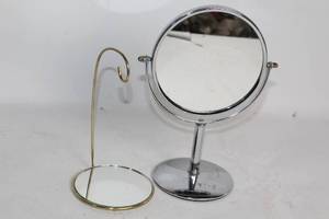 lot 416 image: Set of 2 Tabletop Mirrors with Adjustable Stand and Hanging Feature