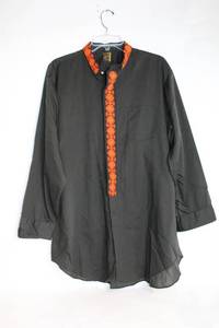 lot 461 image: Big Gino Black Embroidered Shirt with Red Detail - Tall Size