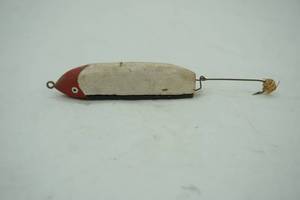 lot 10 image: Vintage wooden Fishing Lure - Walleye Whapper label on side
