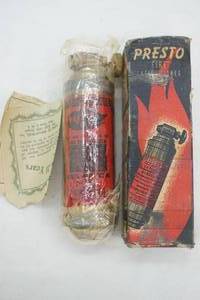 lot 508 image: Vintage Presto Fire Extinguisher in original packaging