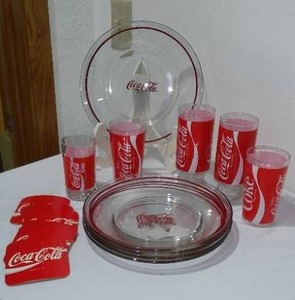 lot 546 image: Coca-Cola, Coke Classic Plates, Glasses And Coasters.