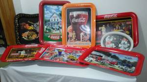 lot 566 image: Coca-Cola, Coke Metal Vintage Lap Trays (8