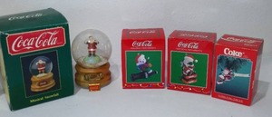 lot 647 image: Coca-Cola, Coke  Ornaments (3) And Snow Globe.