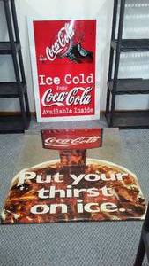 lot 560 image: Coca-Cola, Coke Vintage Advertising Poster and Banner, Plastic.