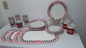 lot 748 image: Coca-Cola, Coke Checkered Diner Pattern Plates And More