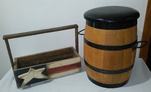lot 597 image: Wood Keg with Storage.