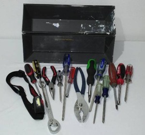 lot 614 image: Assortment of Screwdrivers, Headlamp, and More.