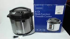 lot 694 image: Insignia - 6-Quart Multi-Function Pressure Cooker - Stainless Steel.