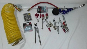 lot 719 image: Air Hose,  Pressure gauge, Adapters and more