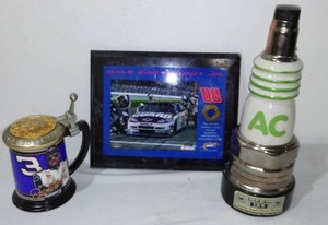 lot 789 image: Dale Earnhardt Stein, Dale Jr Plaque And Jim Beam Decanter.