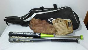 lot 803 image: Franklin, Wilson Gloves, Easton Baseball, Demarin Softball And Bat Bag