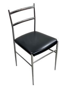 lot 15 image: Vintage Italian Gio Ponti-style Chrome Side Chair