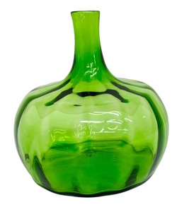 lot 38 image: Vintage Hand Blown Green Art Glass Vase  Bottle
