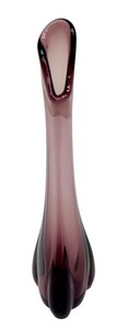 lot 92 image: Vintage MCM Viking Amethyst Purple Three 3 Foil Swung Stretch Glass Vase