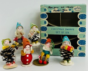 lot 110 image: Vintage Christmas Elf Pine Cone Gnomes and More