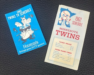 lot 107A image: Vintage 1962 and 1963 Minnesota Twins Baseball Schedule Pamphlets