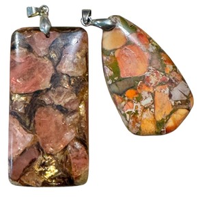 lot 23J image: Two Brecciated Jasper Pendants  Two Ibis Jasper Pendants