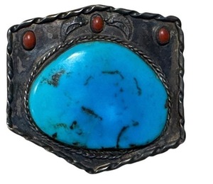 lot 20JJ image: Vintage Silver and Turquoise Buckle