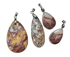 lot 31J image: Four Jasper Gemstone Cabochon Pendants