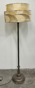lot 21A image: MCM Floor Lamp with Two Tier Lamp Shade
