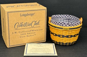 lot 37B image: Longaberger Collectors Club J.W. Collection Miniature Corn Basket - 2002