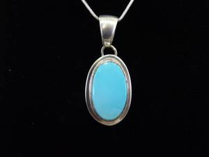 lot 3 image: .925 Sterling Silver Sleeping Beauty Turquoiose Pendant Necklace