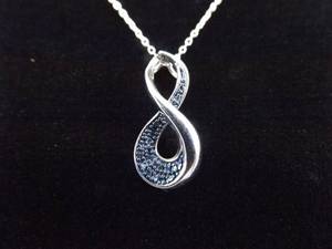 lot 9 image: .925 Sterling Silver Accented Blue Infinity Pendant Necklace