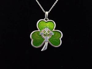 lot 16 image: .925 Sterling Silver Celtic Clover Cross Pendant Necklace